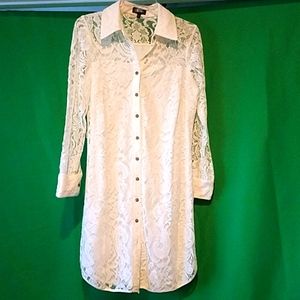 Oleg Cassini lace overlay shirtdress